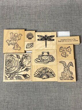 RARE UNIQUE VTG Wood Rubber Stamps Safire Designs & Magenta 10pc Lot Bundle